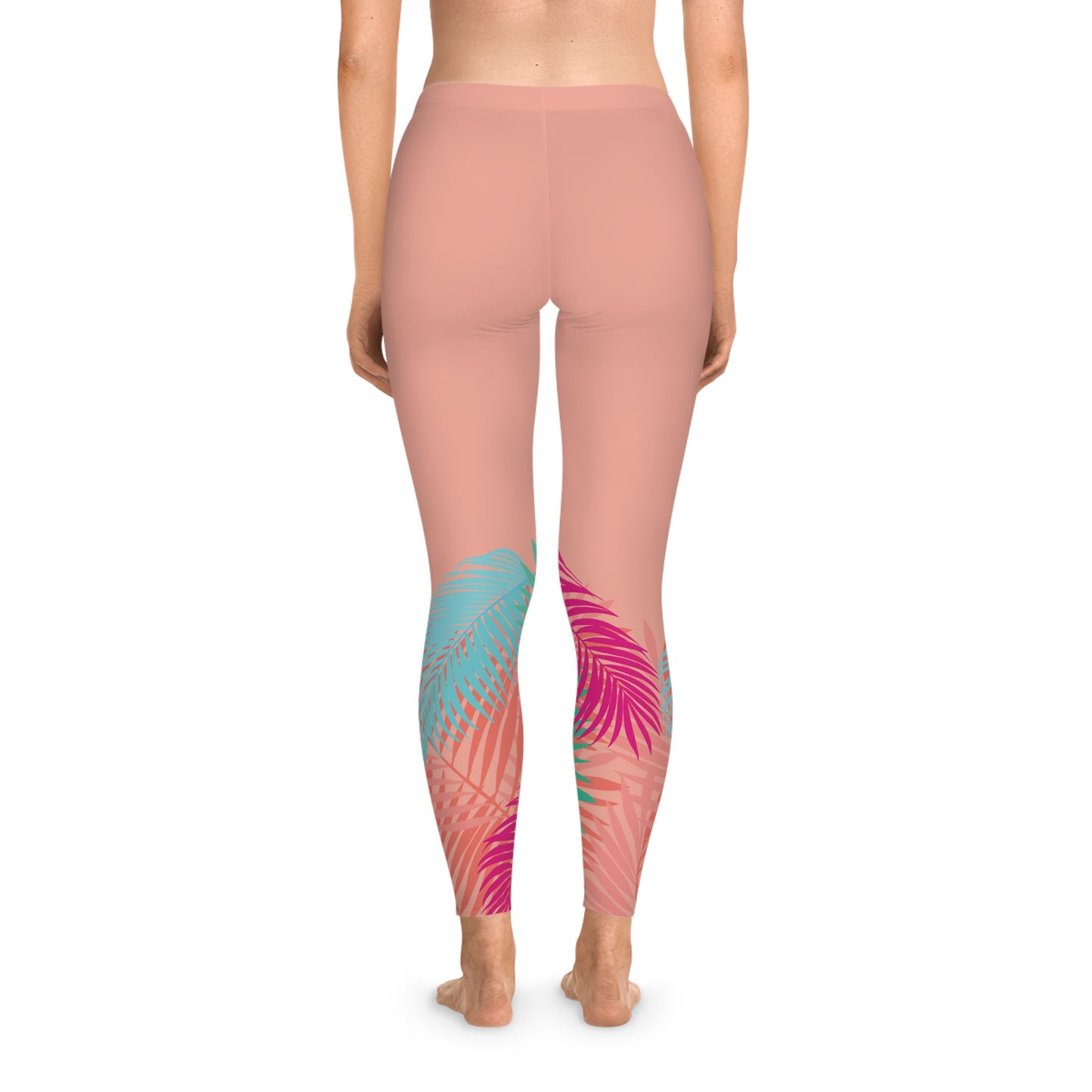 Leafy Pink Stretchy Leggings - All Over Prints