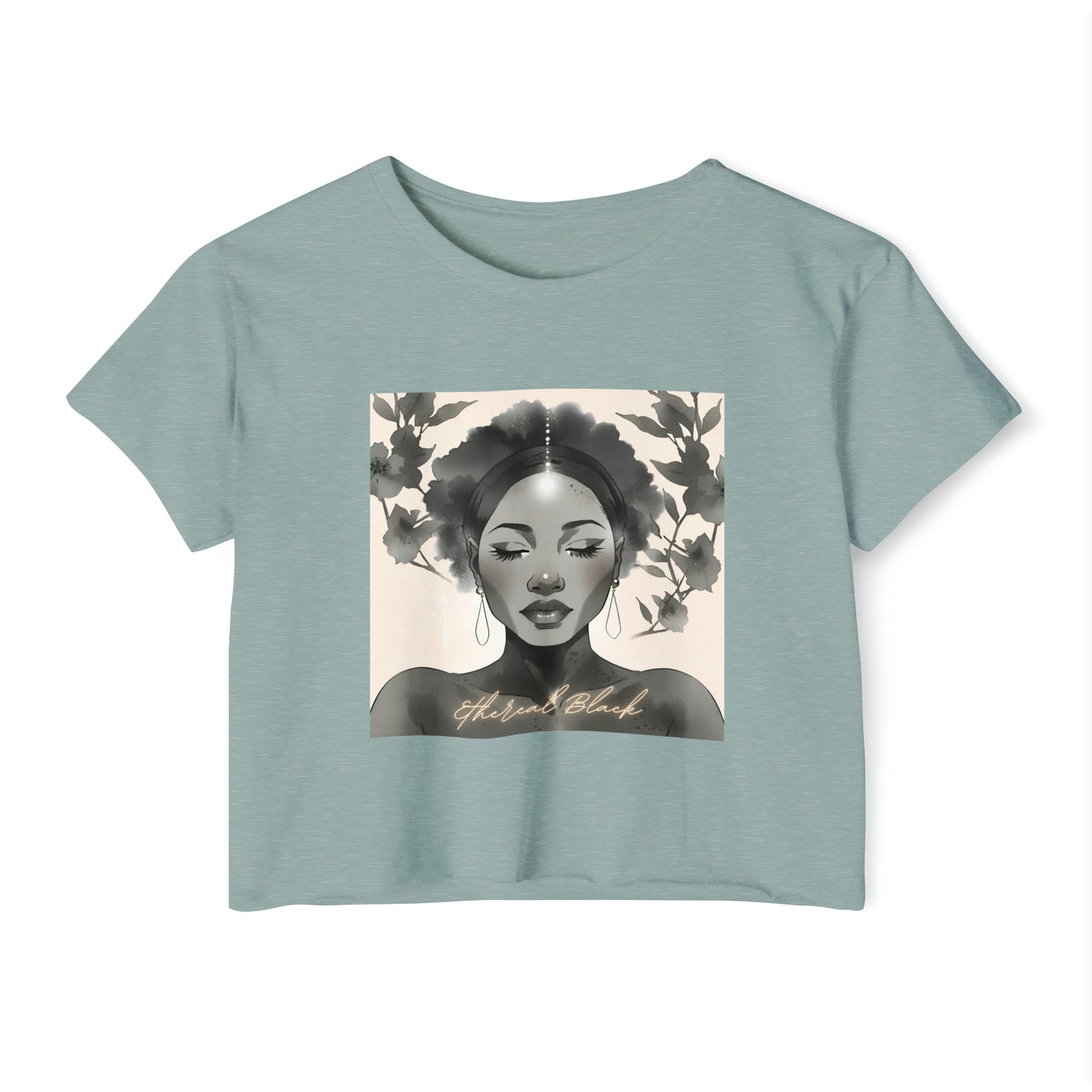 Ethereal Black Crop - Stonewash Green / XS - T-Shirt