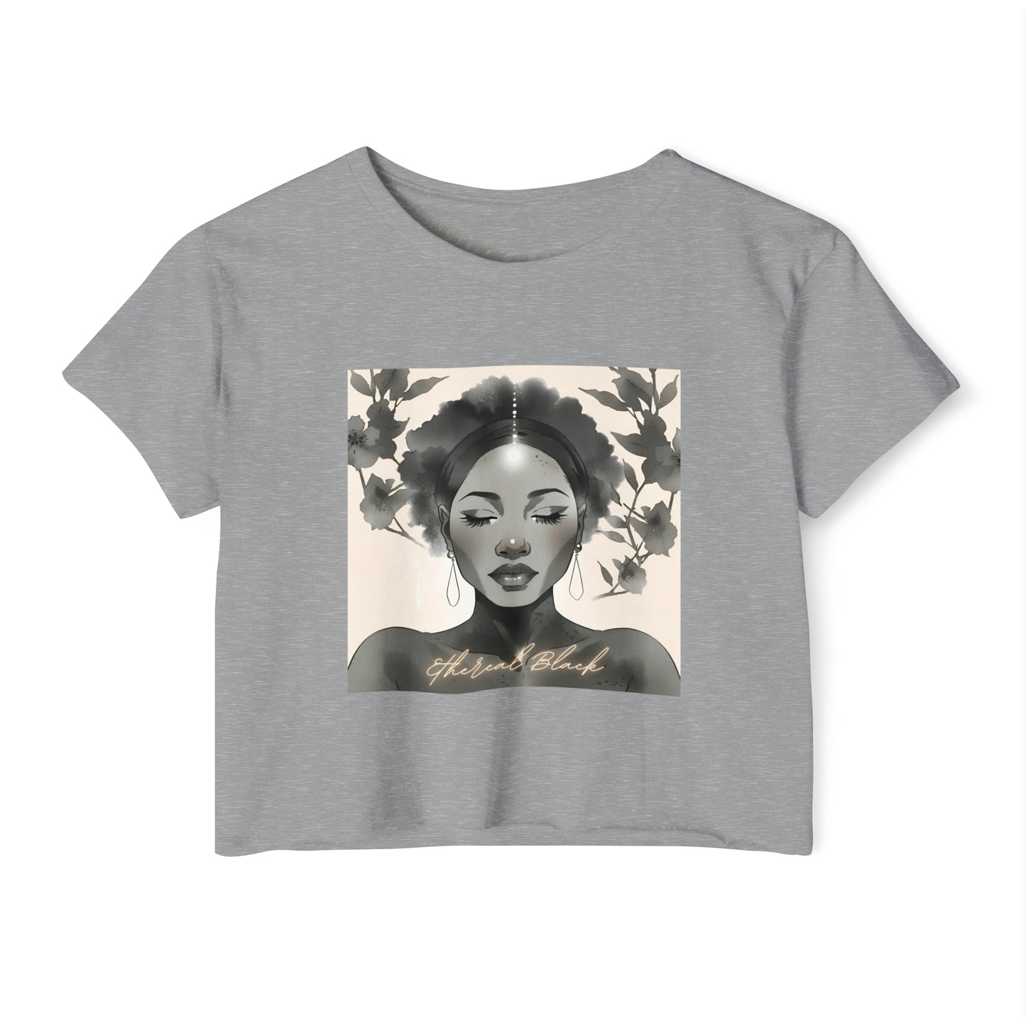 Ethereal Black Crop - Heather Grey / XS - T-Shirt