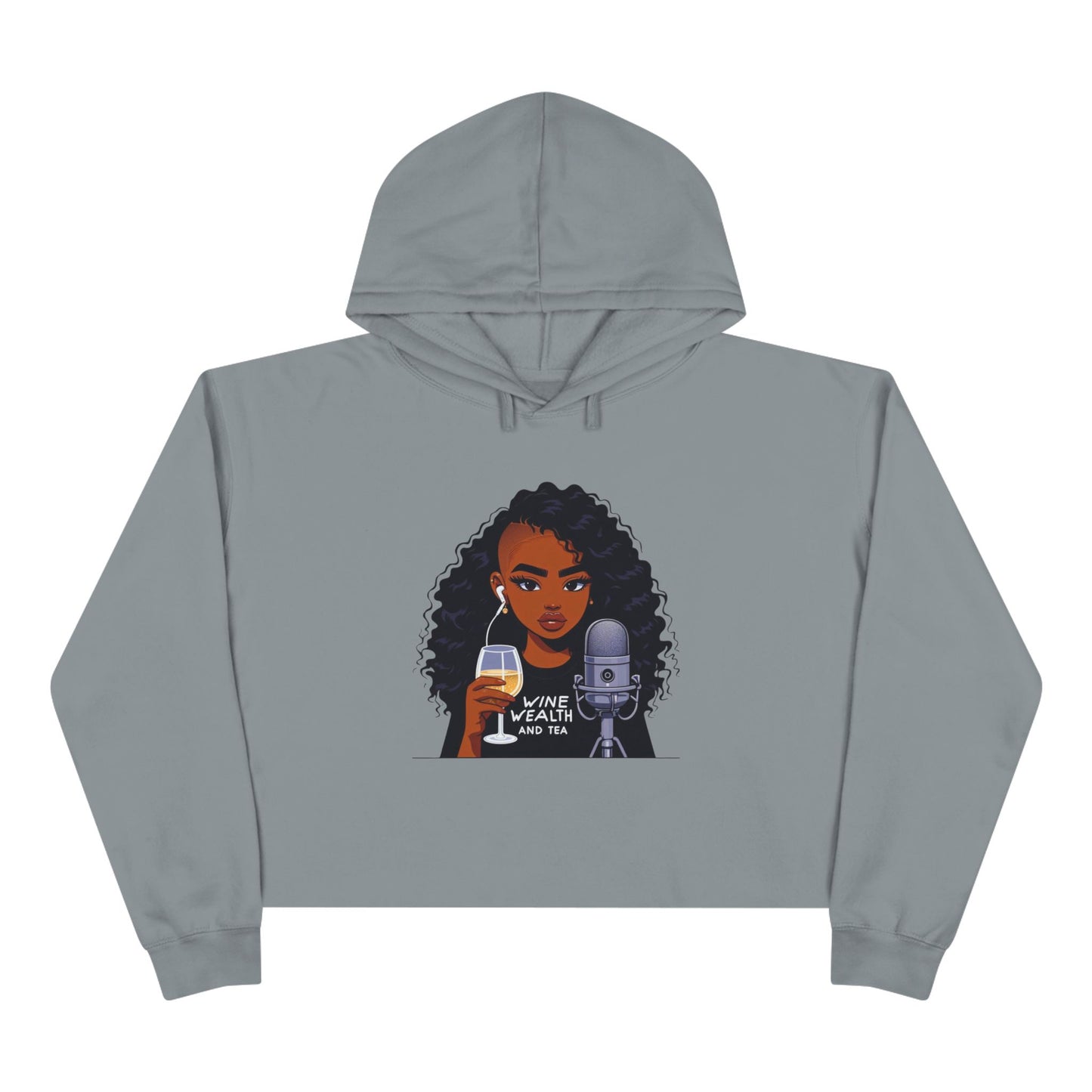 Podcast Host Crop Hoodie — Logo Graphic Pullover