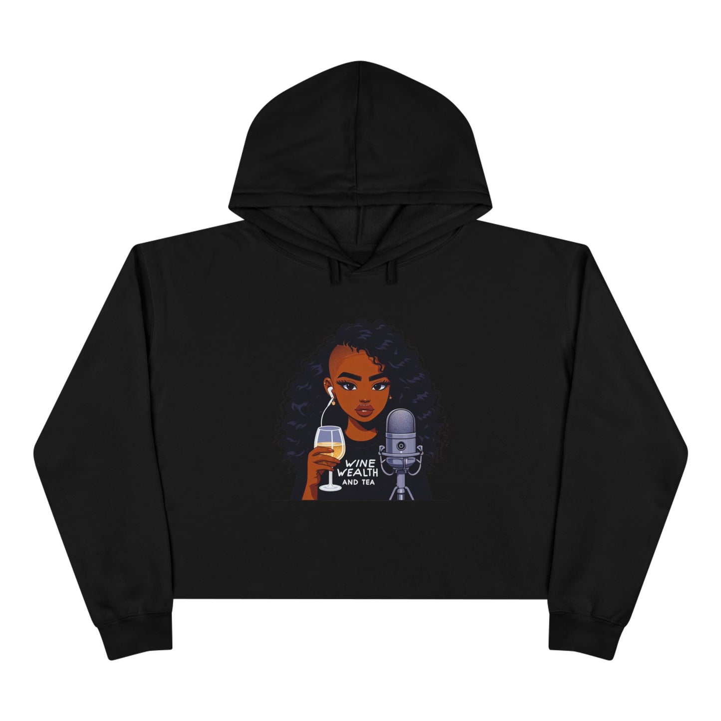 Podcast Host Crop Hoodie — Logo Graphic Pullover